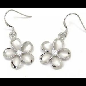 Plumeria silver earrings